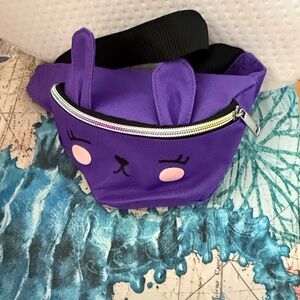 Purple Bunny Face Kids Waist Bag with Adjustable Strap